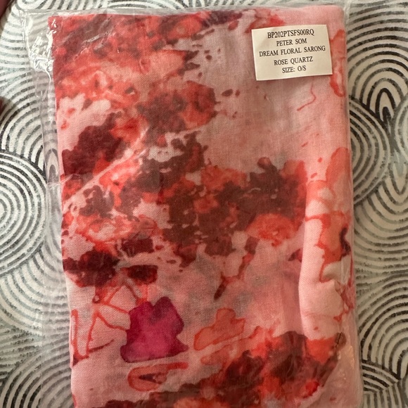 Peter Som Red & White Floral Fringe Very Soft Sarong In Rose Quartz NWT O/S - Picture 13 of 13